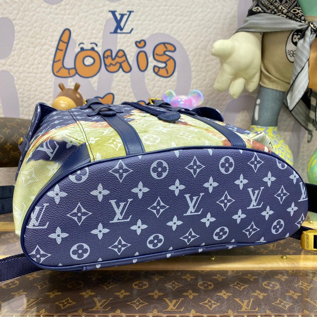 LV M46805 Louis Vuitton Christopher MM Backpack Ink Blue