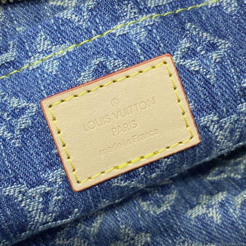 LV M46856 Louis Vuitton Croissant MM Handbag Monogram Denim