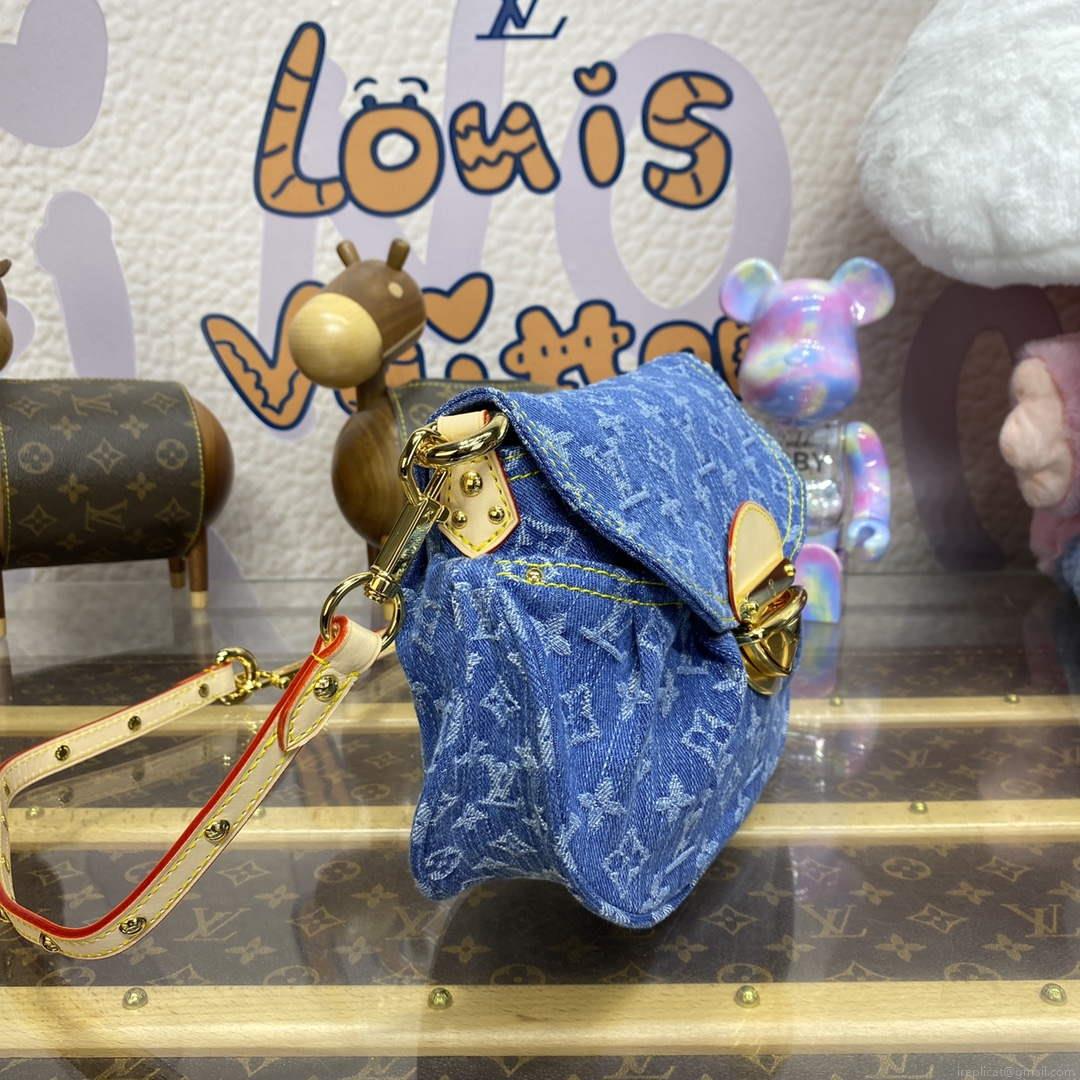 LV M46829 Louis Vuitton Sunset Monogram Denim Handbag Blue