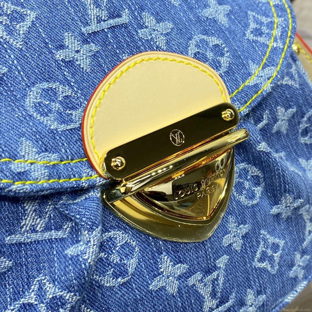 LV M46829 Louis Vuitton Sunset Monogram Denim Handbag Blue