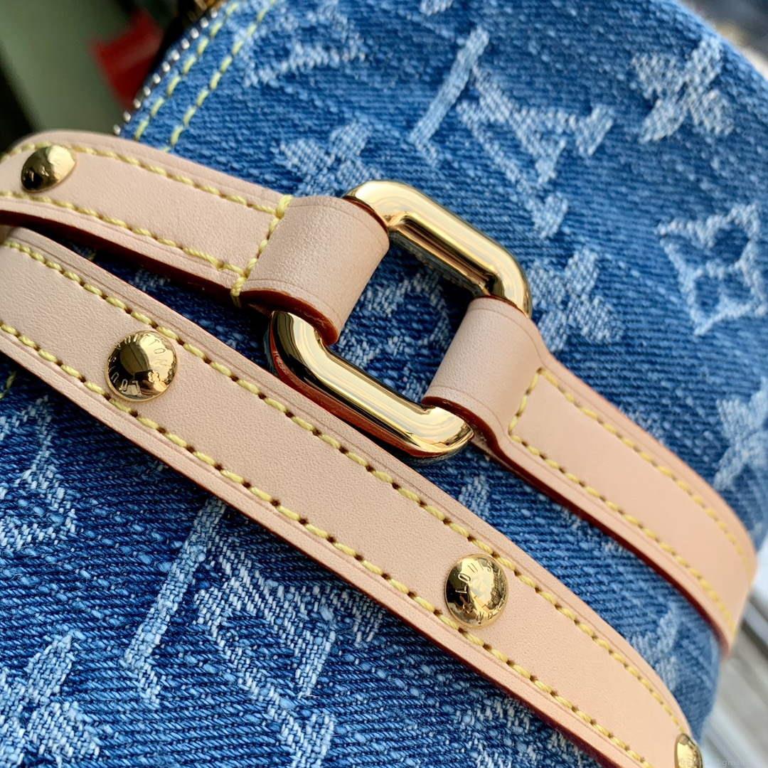 LV M46830 Louis Vuitton Papillon Handbag Denim Blue