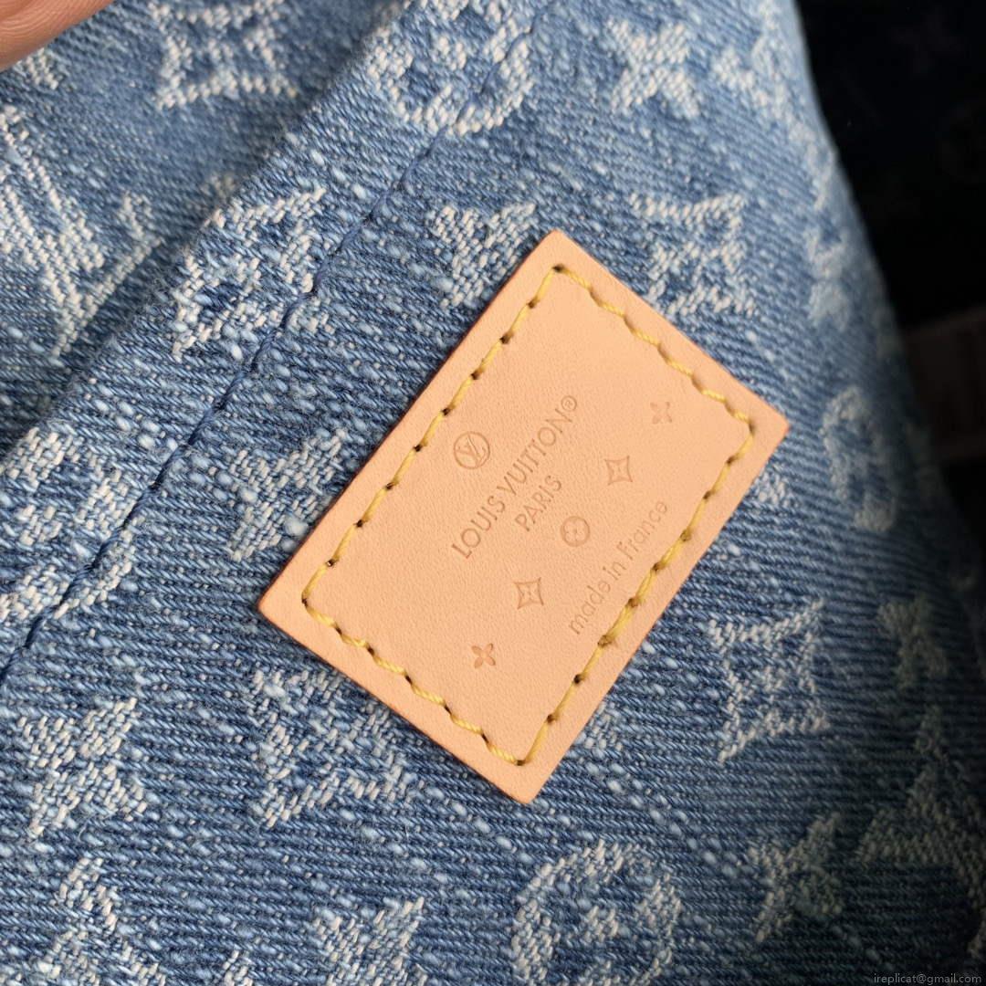 LV M46830 Louis Vuitton Papillon Handbag Denim Blue
