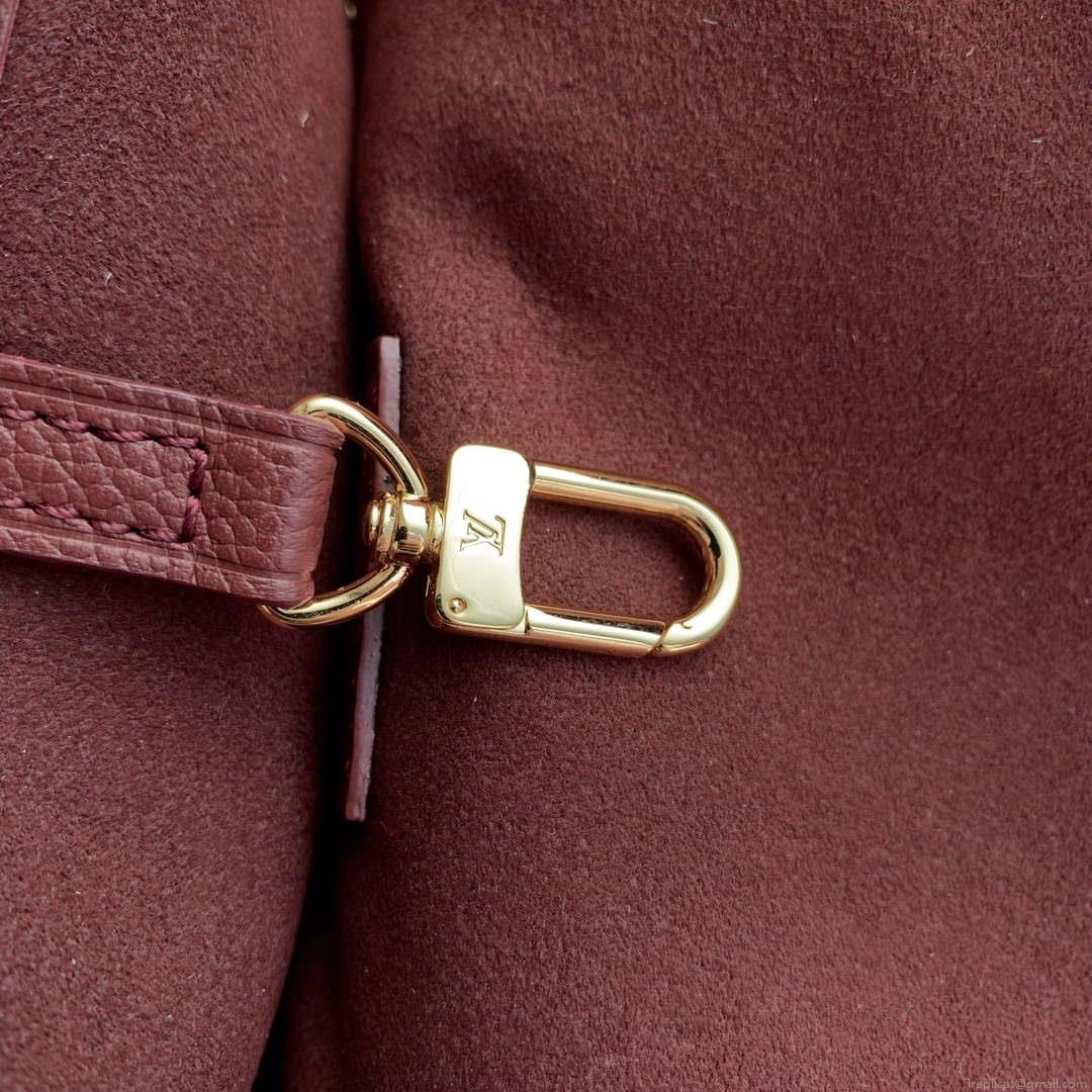 LV M46599 Louis Vuitton Neverfull MM Bag M45685 Monogram Empreinte Leather Wine Red