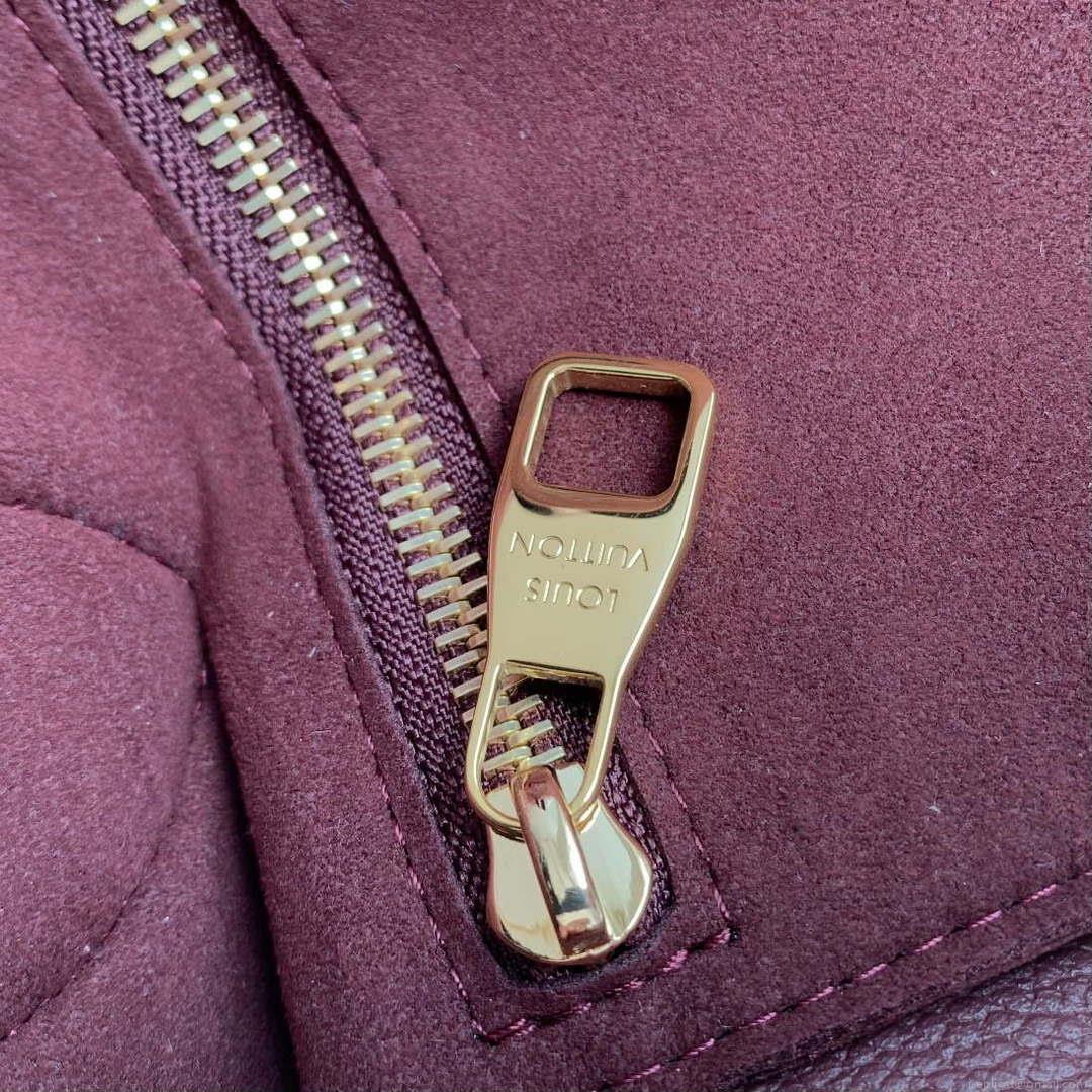 LV M46599 Louis Vuitton Neverfull MM Bag M45685 Monogram Empreinte Leather Wine Red