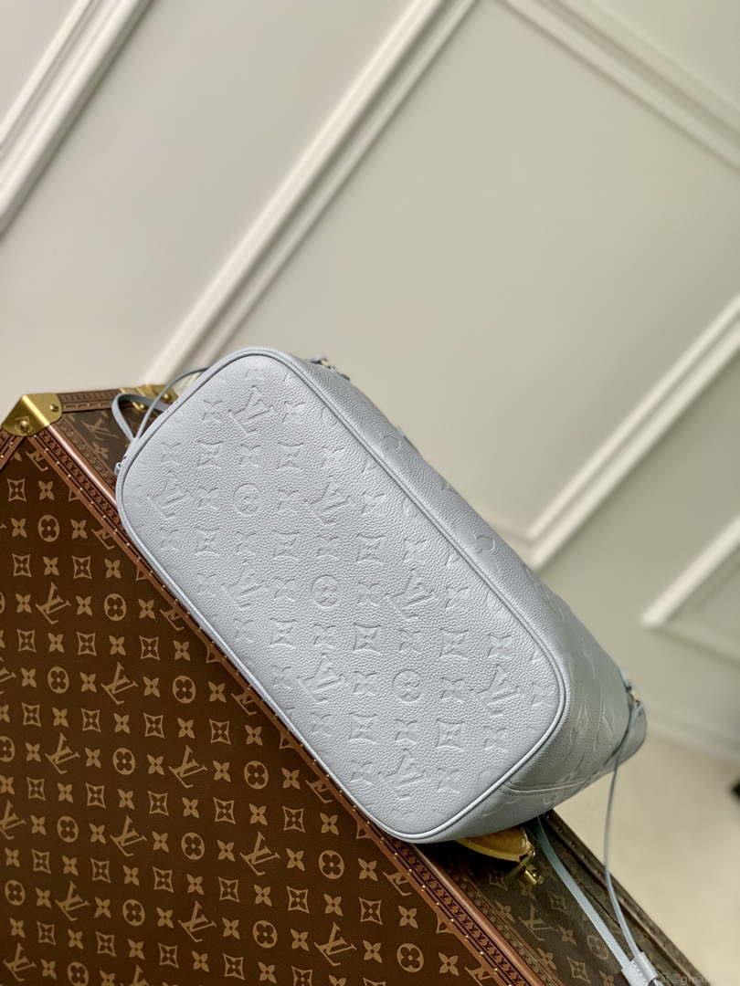 LV M46482 Louis Vuitton Neverfull MM Bag M45685 Monogram Empreinte Leather Blue