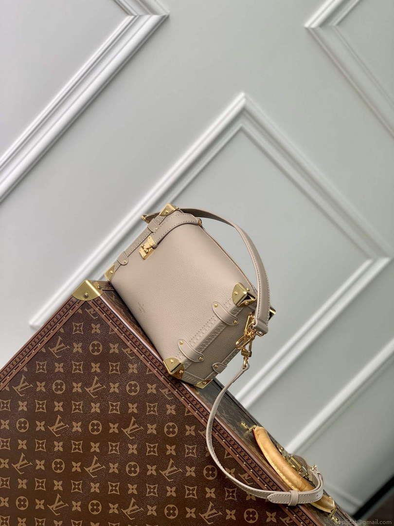 LV M25072 Louis Vuitton Side Trunk MM Handbag Taupe