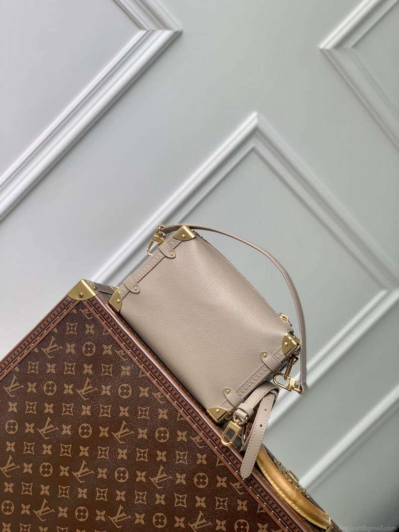 LV M25072 Louis Vuitton Side Trunk MM Handbag Taupe