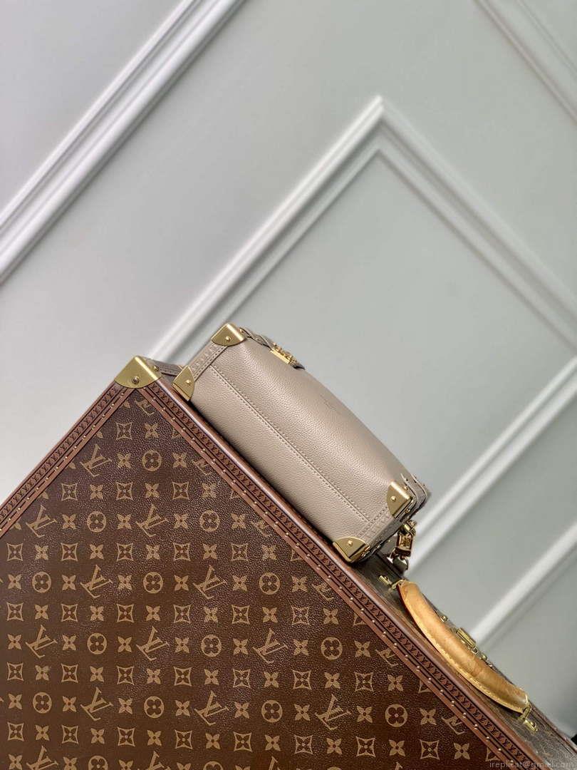 LV M25072 Louis Vuitton Side Trunk MM Handbag Taupe