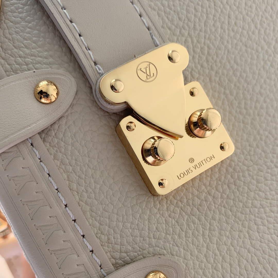 LV M25072 Louis Vuitton Side Trunk MM Handbag Taupe