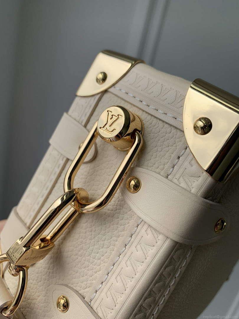 LV M25072 Louis Vuitton Side Trunk MM Handbag Taupe
