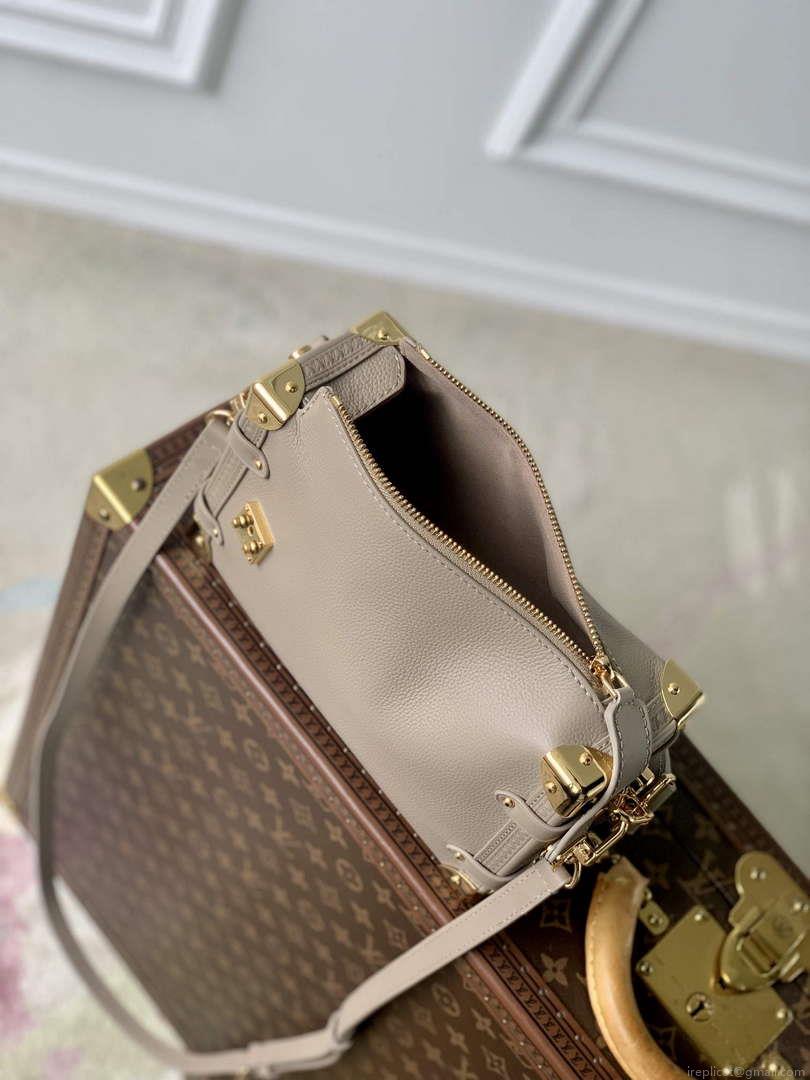 LV M25072 Louis Vuitton Side Trunk MM Handbag Taupe