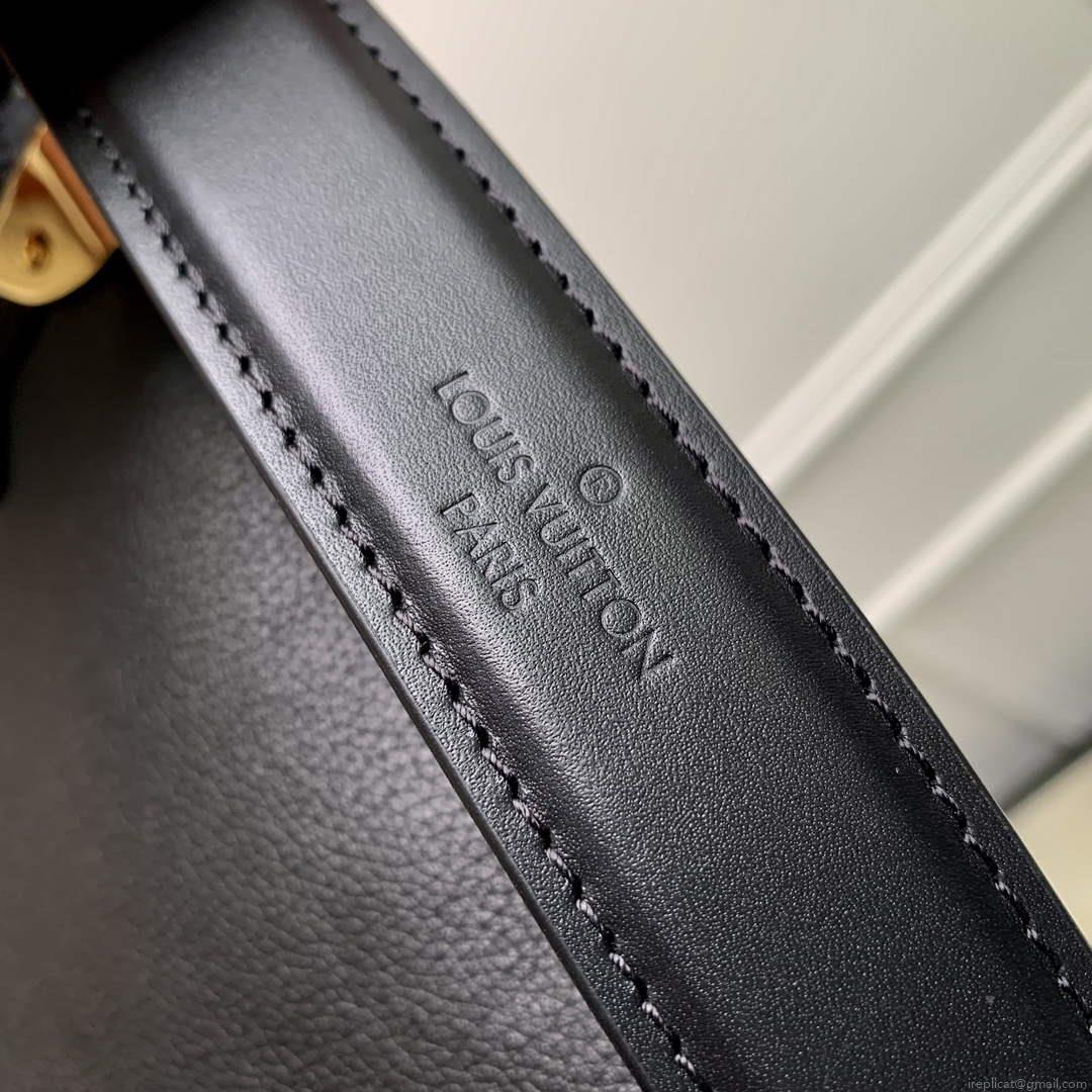 LV M25160 Louis Vuitton Side Trunk MM Handbag Black