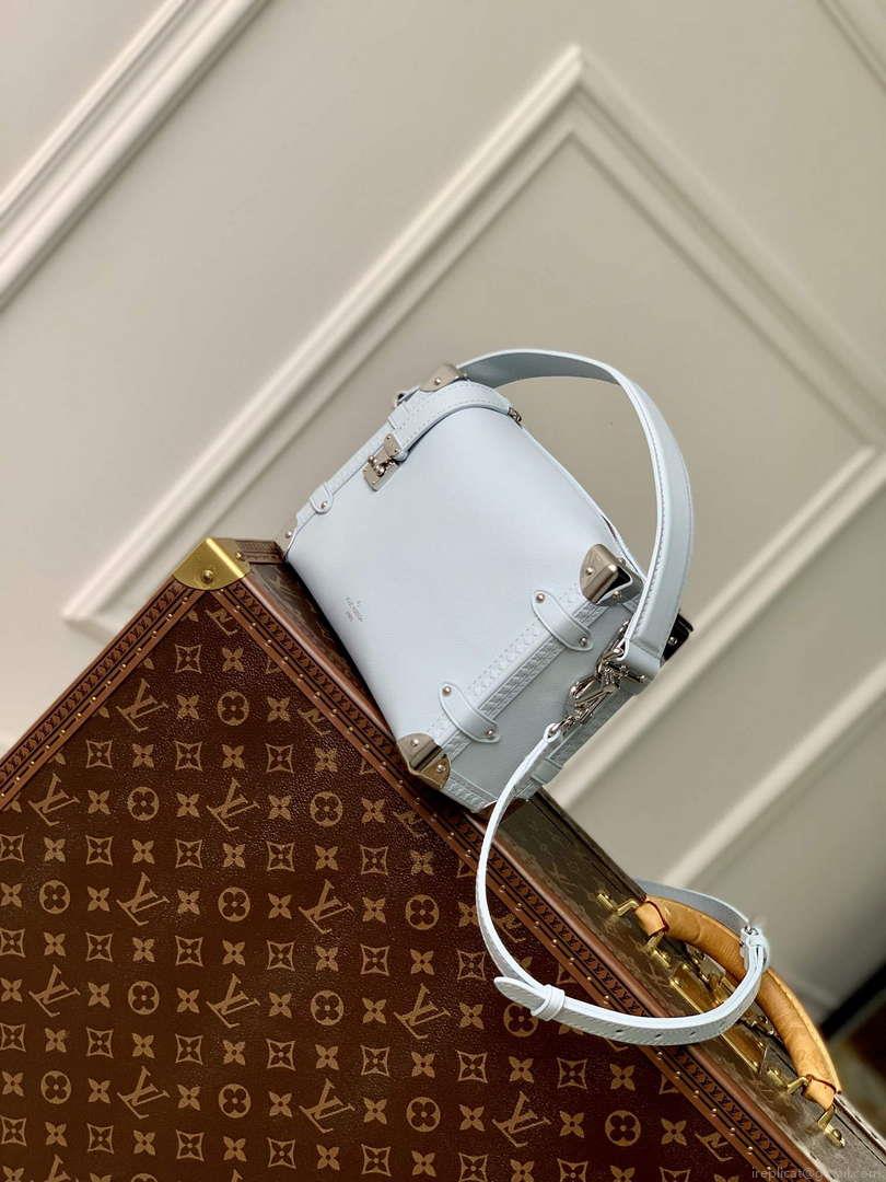 LV M25160 Louis Vuitton Side Trunk MM Handbag Olympe Blue