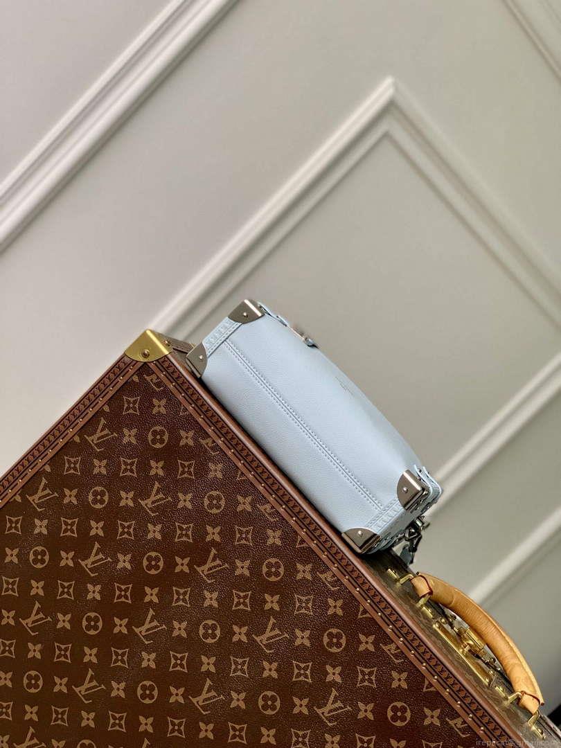 LV M25160 Louis Vuitton Side Trunk MM Handbag Olympe Blue