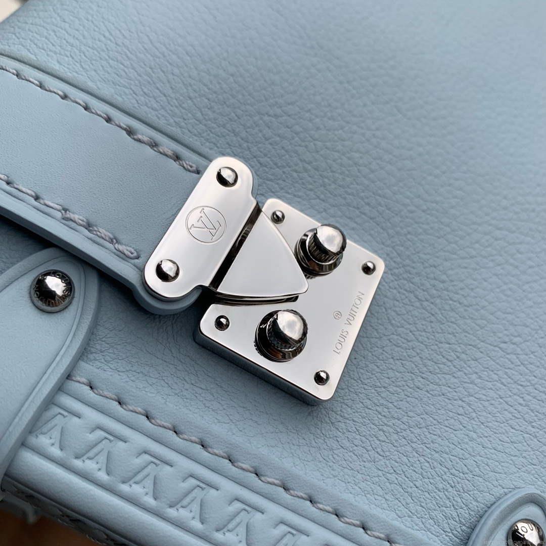 LV M25160 Louis Vuitton Side Trunk MM Handbag Olympe Blue