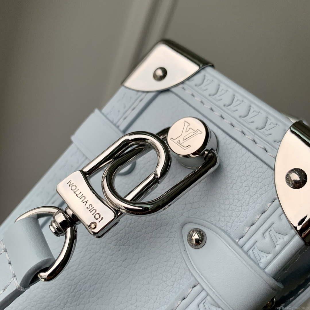 LV M25160 Louis Vuitton Side Trunk MM Handbag Olympe Blue