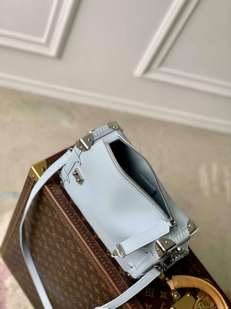 LV M25160 Louis Vuitton Side Trunk MM Handbag Olympe Blue