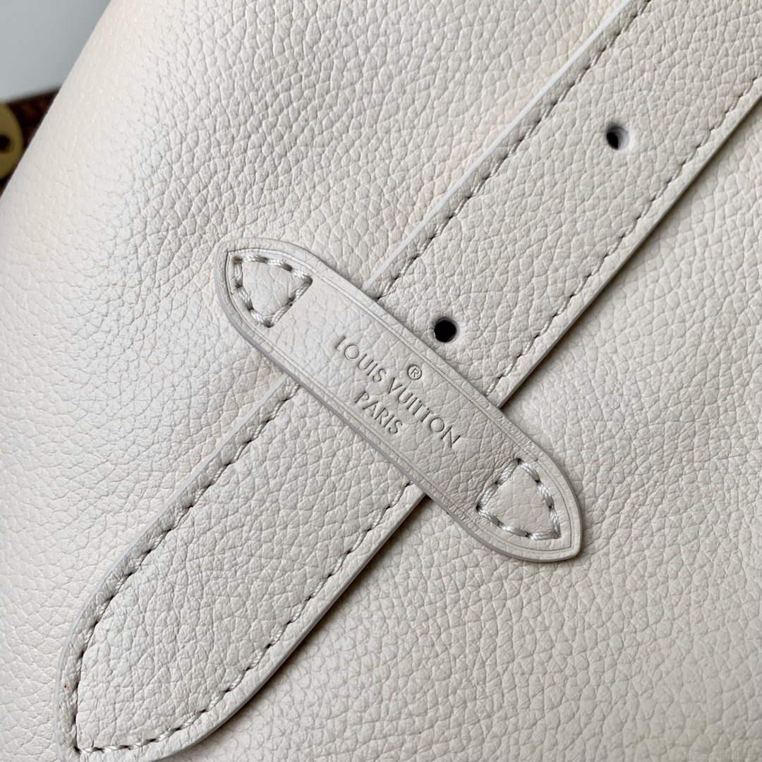 LV M25022 Louis Vuitton Low Key Hobo MM Handbag Limestone Gray