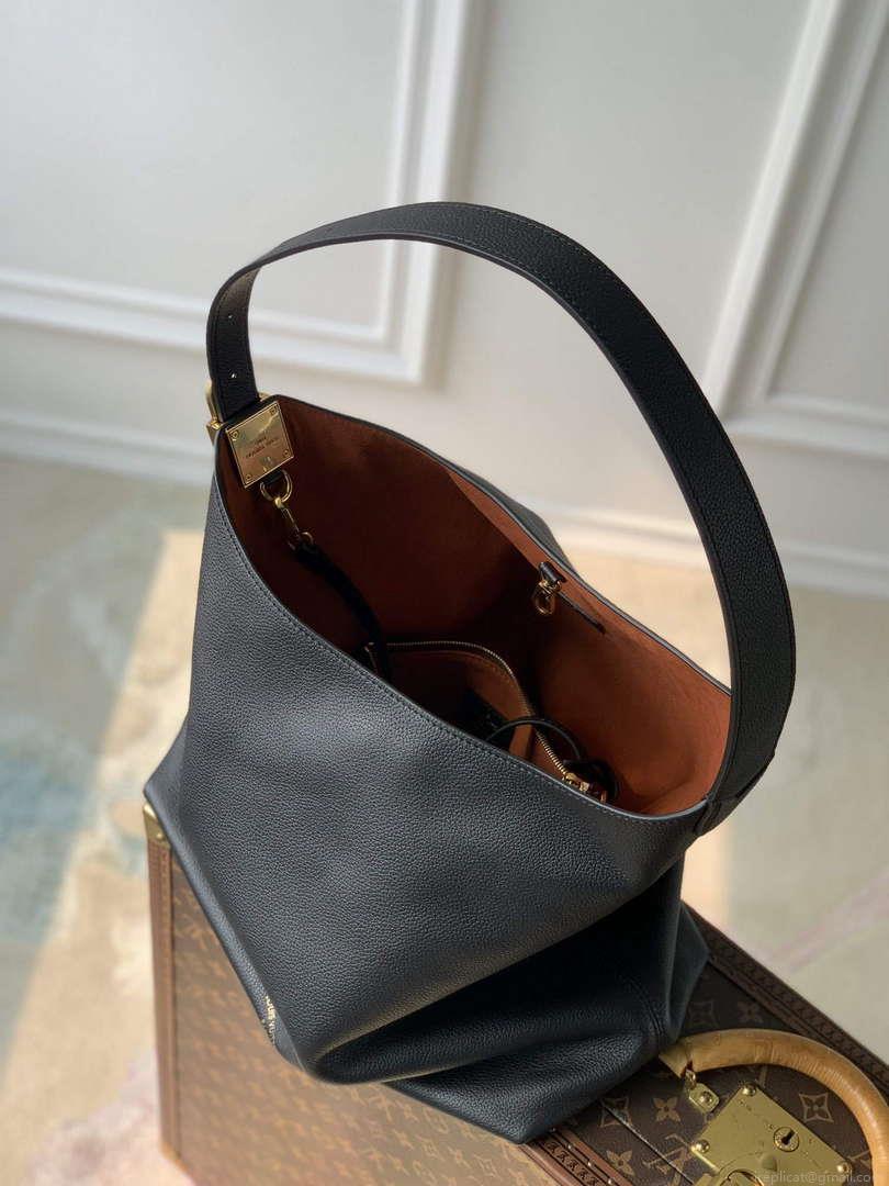 LV M24856 Louis Vuitton Low Key Hobo MM Handbag Black