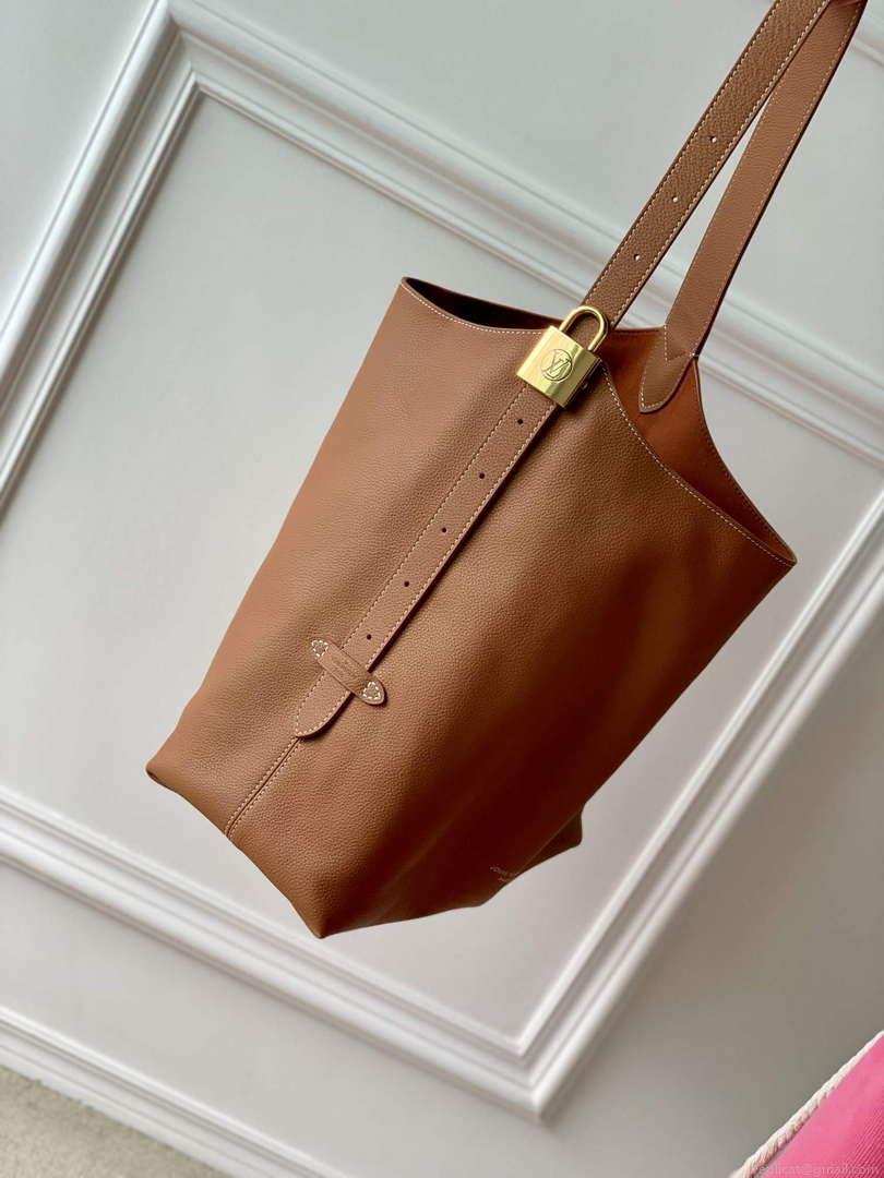 LV M24974 Louis Vuitton Low Key Hobo MM Handbag Cognac Brown
