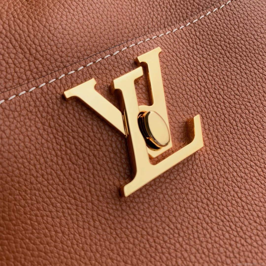 LV M24165 Louis Vuitton Lock and Walk Bucket Bag Cognac Brown