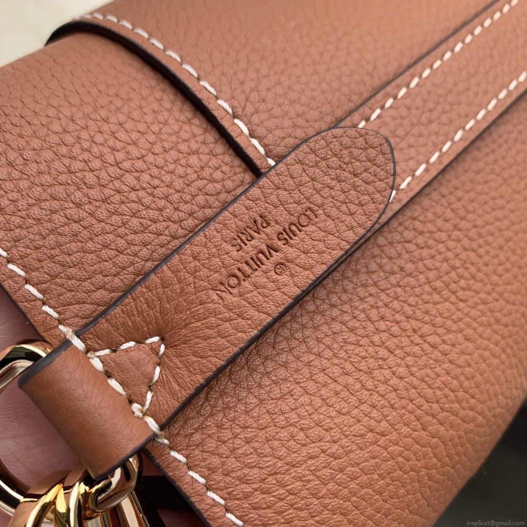 LV M24165 Louis Vuitton Lock and Walk Bucket Bag Cognac Brown