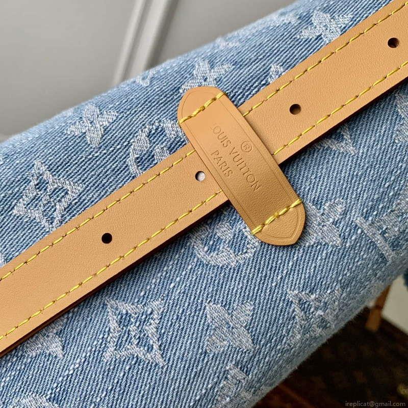 LV M11462 Louis Vuitton CarryAll PM Bag Sky Blue Denim