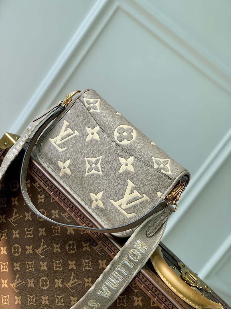 LV M46386 Louis Vuitton Diane Monogram Empreinte Leather Gray with Camel
