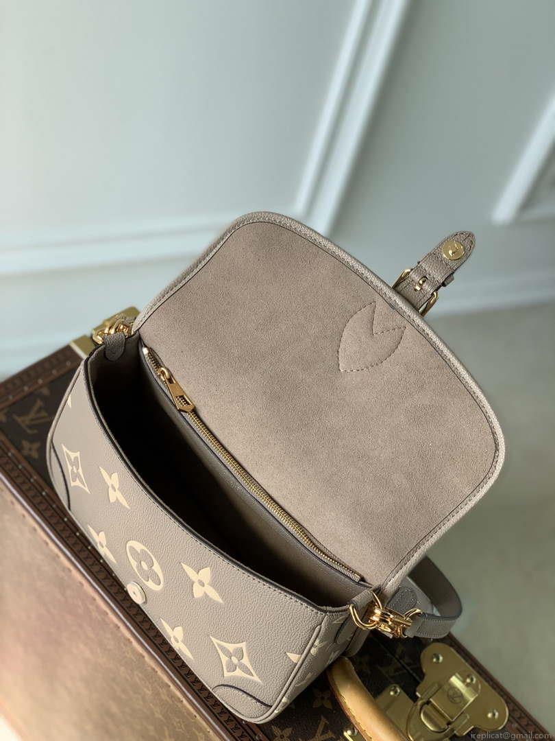 LV M46386 Louis Vuitton Diane Monogram Empreinte Leather Gray with Camel