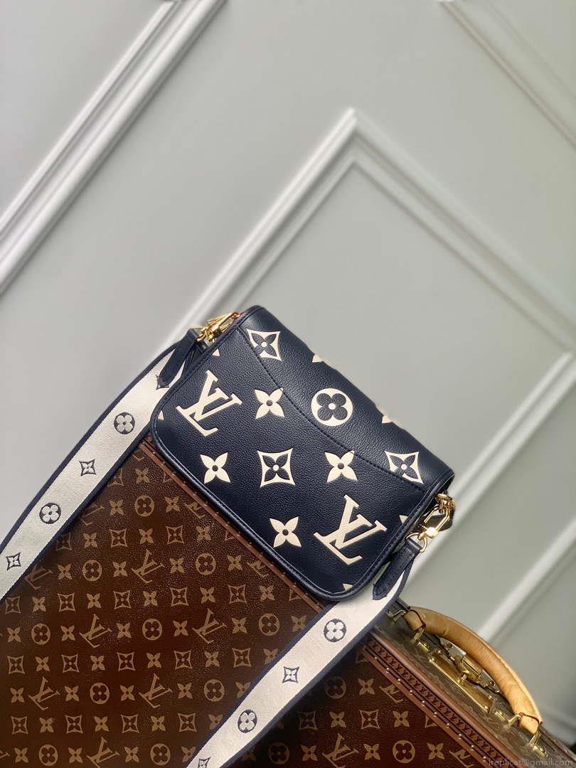 LV M47161 Louis Vuitton Diane Monogram Empreinte Leather Black with Camel