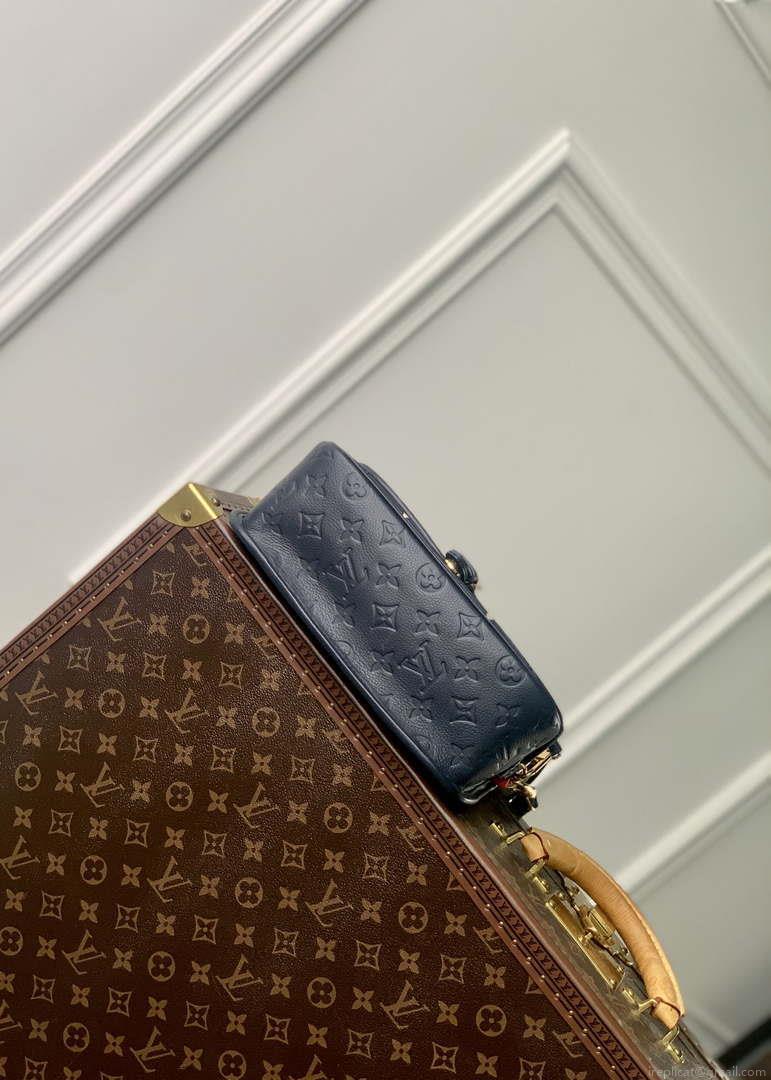 LV M47161 Louis Vuitton Diane Monogram Empreinte Leather Black with Camel