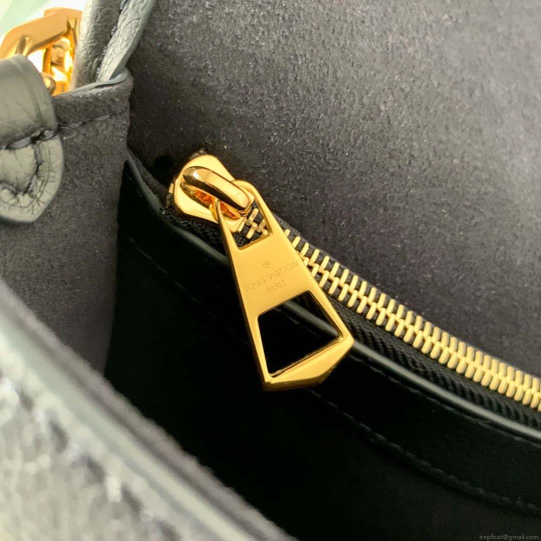LV M47161 Louis Vuitton Diane Monogram Empreinte Leather Black with Camel