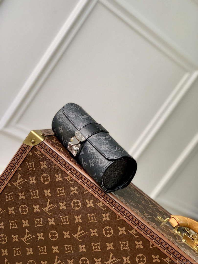 LV M10145 Louis Vuitton Etui Bijoux Jewellery Case Black Monogram coated canvas