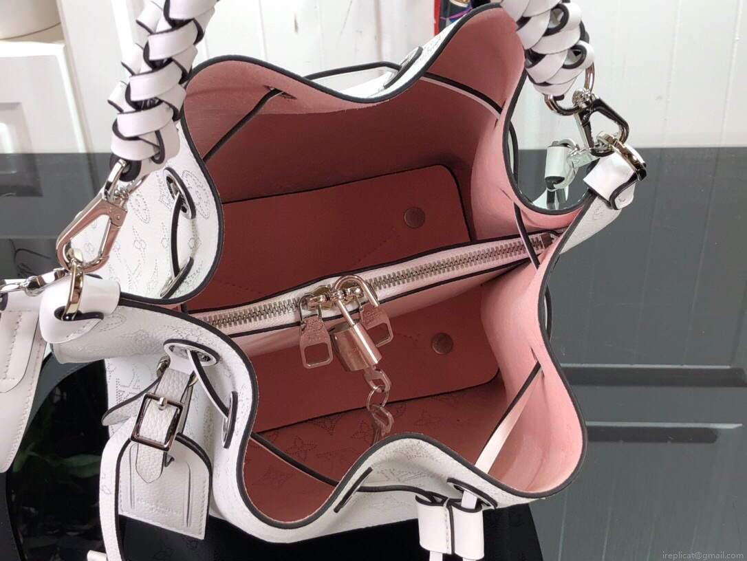 LV M58483 Louis Vuitton Muria Mahina Bucket Bag Snow White