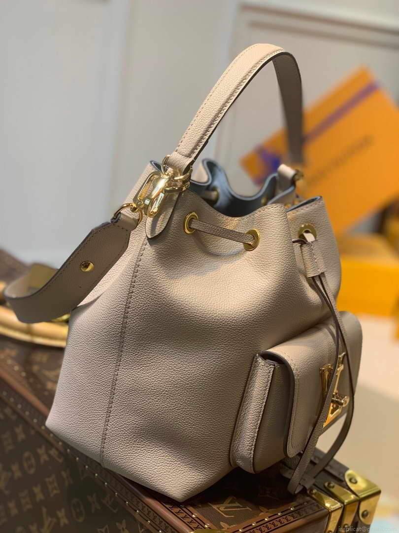 LV M57688 Louis Vuitton Lockme Bucket Bag M57687 M57689 Greige