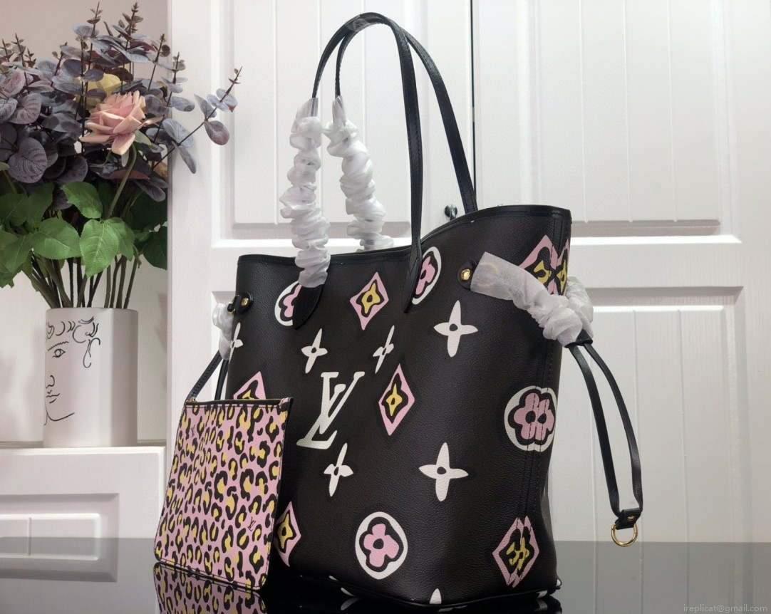 LV M45818 Louis Vuitton Neverfull MM Monogram Bag M45819 Black