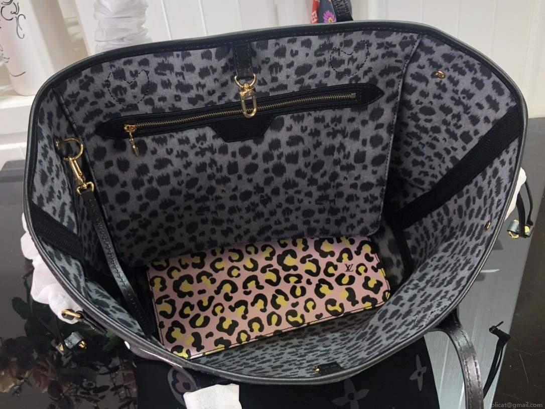 LV M45818 Louis Vuitton Neverfull MM Monogram Bag M45819 Black