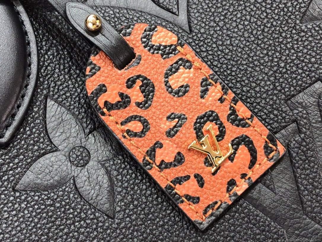 LV M45856 Louis Vuitton Neverfull MM Monogram Empreinte Leather M58525 Bag Black