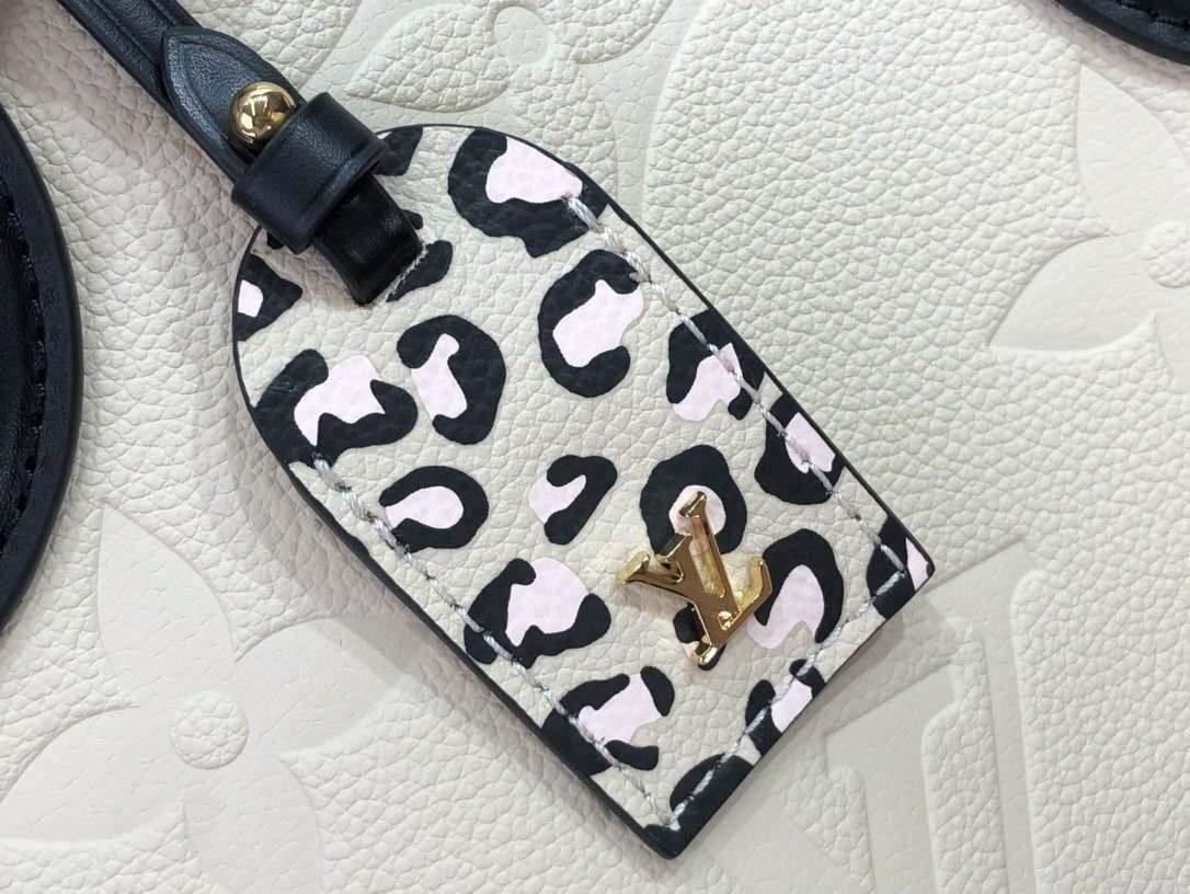LV M58525 Louis Vuitton Neverfull MM Monogram Empreinte Leather Bag M45856 Creme