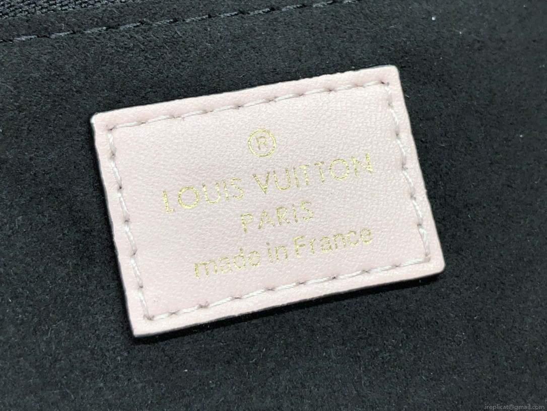 LV M58525 Louis Vuitton Neverfull MM Monogram Empreinte Leather Bag M45856 Creme