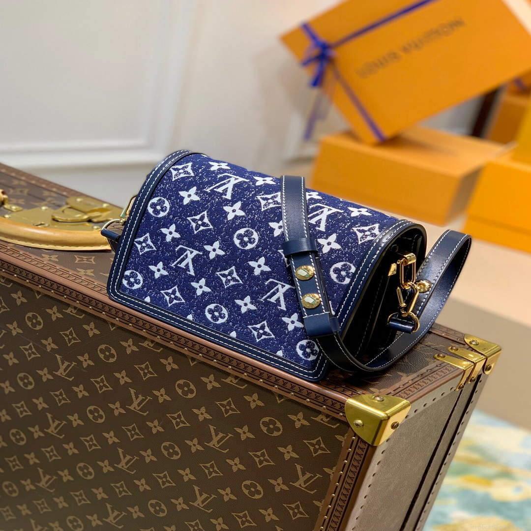 LV M59716 Louis Vuitton Mini Dauphine Denim Leather Bag