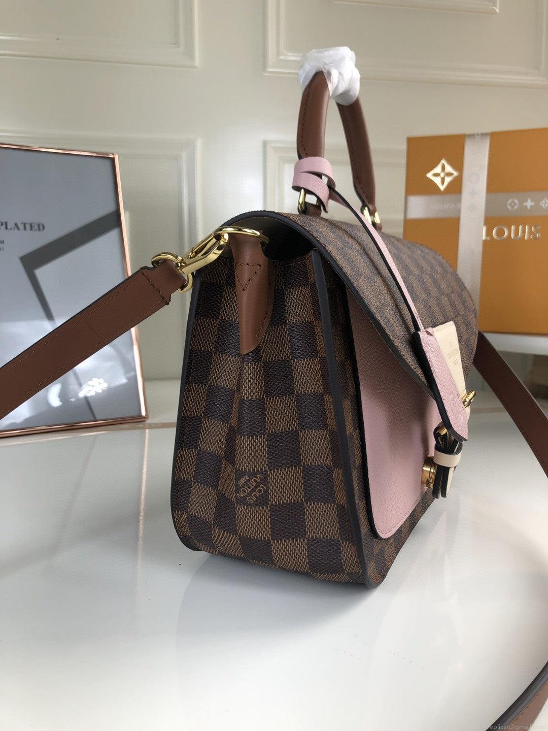 Louis Vuitton N40148 LV Trendy Crossbody Bag Damier Ebene Pink