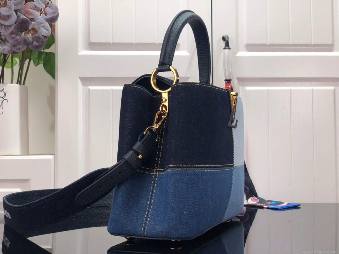 LV M48865 Louis Vuitton Capucines MM Handbag Blue