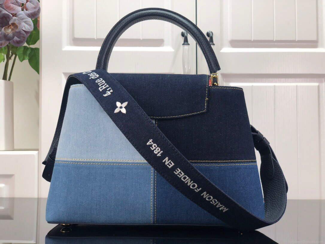 LV M48865 Louis Vuitton Capucines MM Handbag Blue