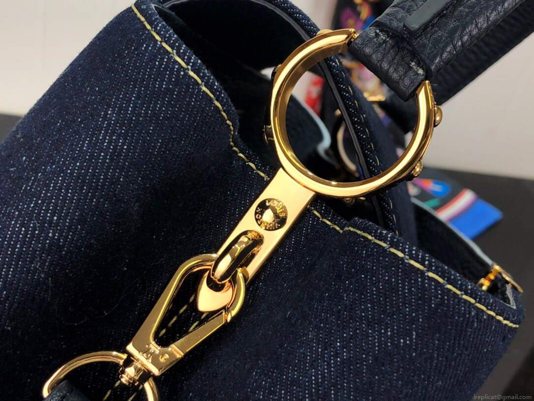 LV M48865 Louis Vuitton Capucines MM Handbag Blue