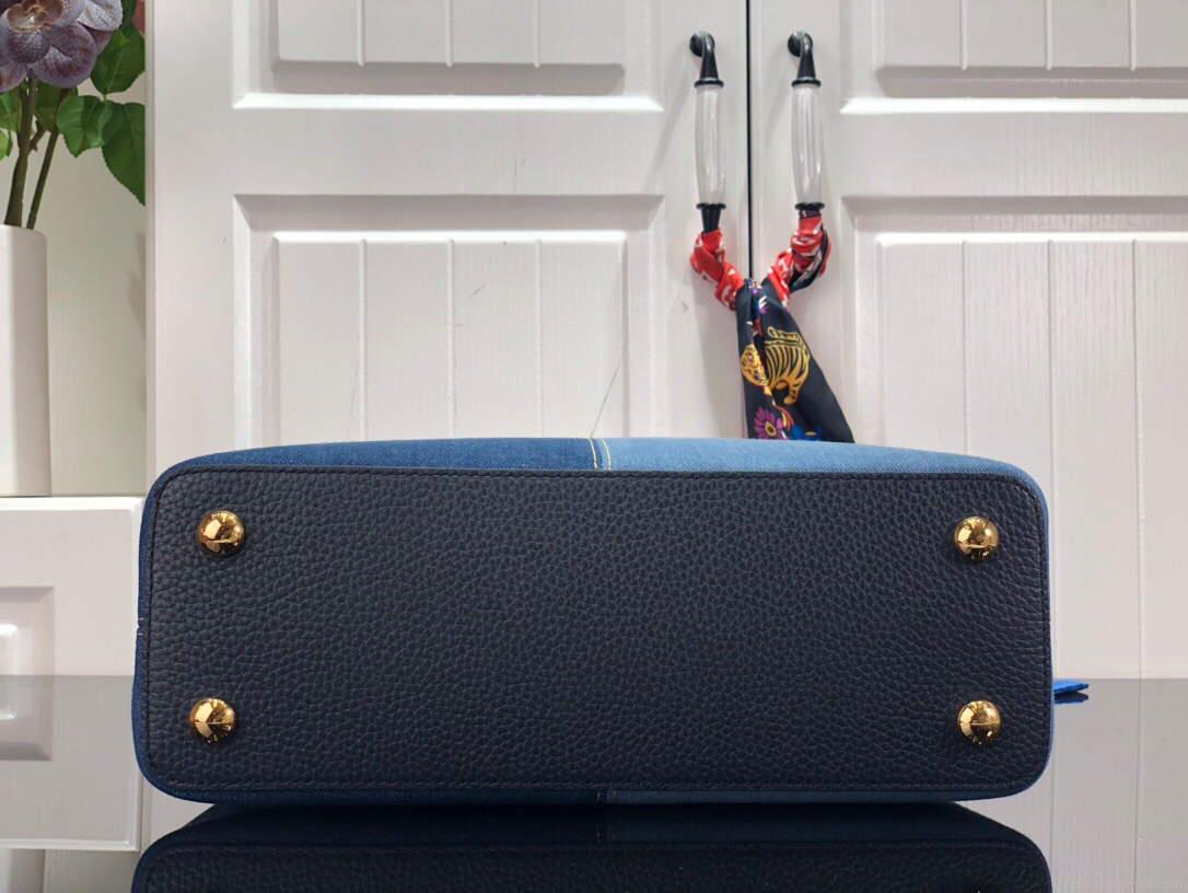LV M48865 Louis Vuitton Capucines MM Handbag Blue
