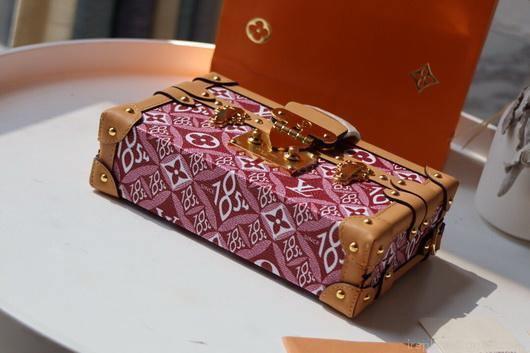 LV M40273 Louis Vuitton Petite Malle Bag Mini Monogram Jacquard Red