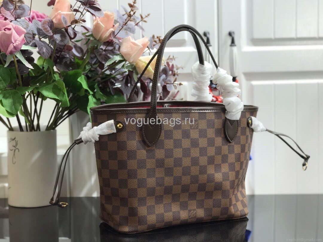 LV M41359 Louis Vuitton Neverfull PM Damier Ebene M41245 Bag Red