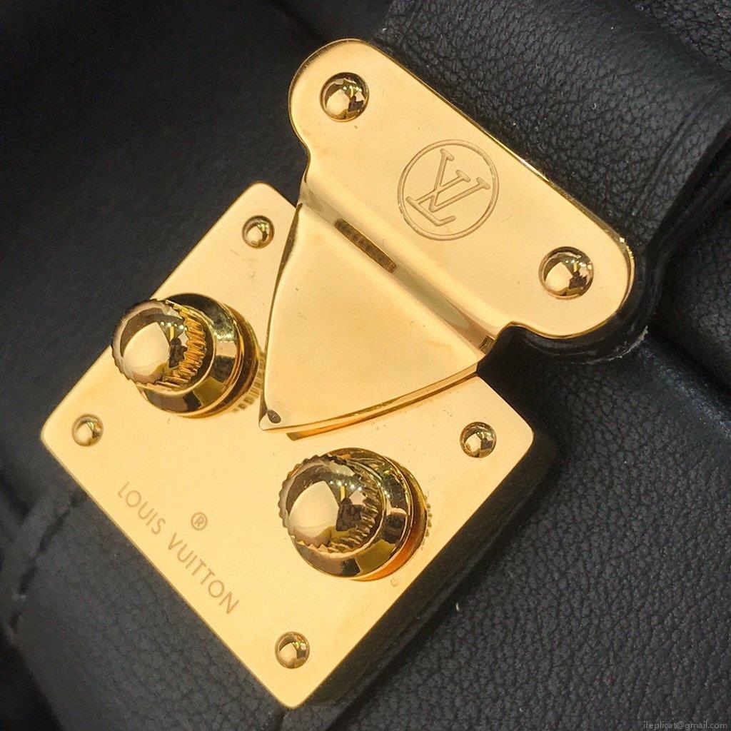 LV M43514 Louis Vuitton Petite Boite Chapeau Leather Bag Black and Pink