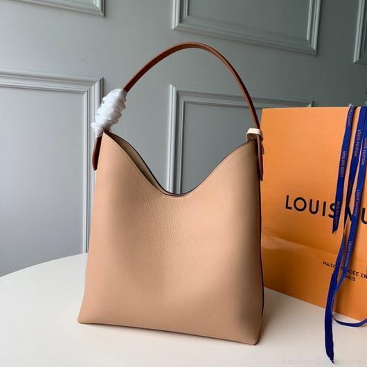 LV M44330 Louis Vuitton Lockme Hobo Soft calfskin M52776 Bag Apricot